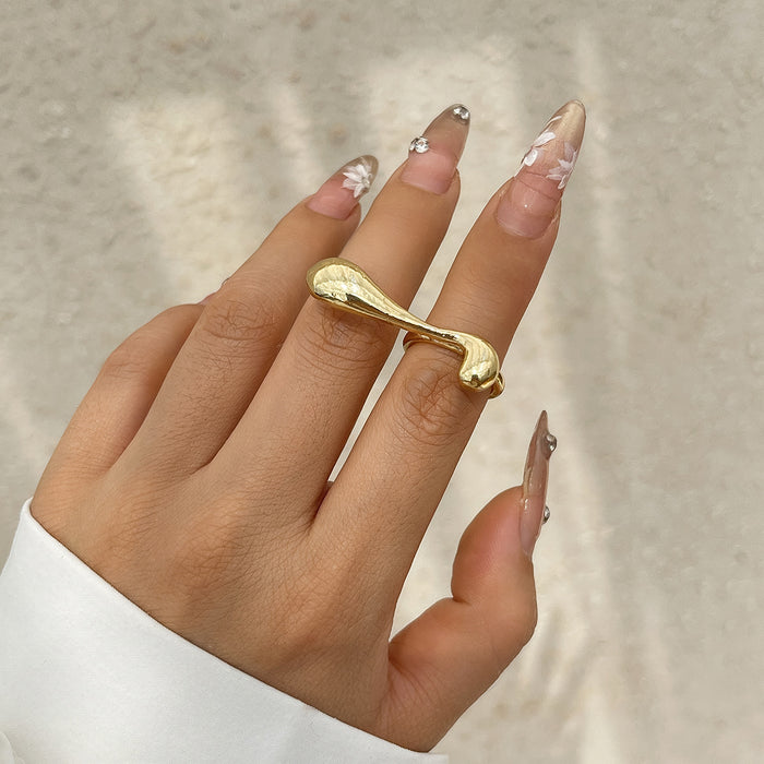 Wholesale Irregular droplet opening ring, fashionable texture, flower pearl ring