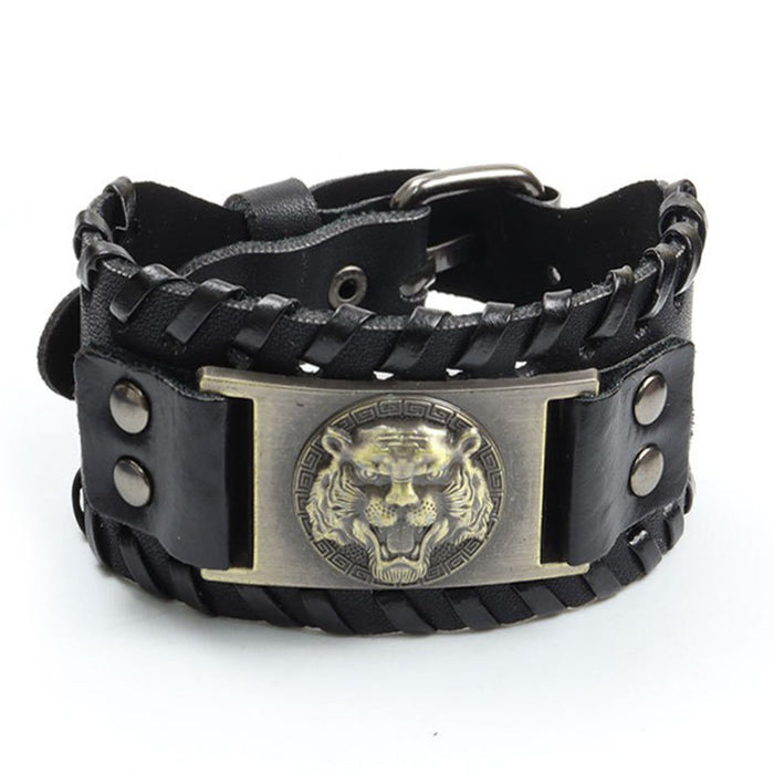 Wholesale Multi-layer Leather Wolf Head Men's Bracelet JDC-BT-FengH002