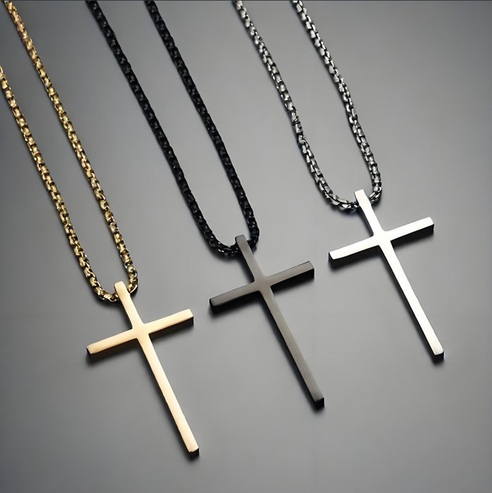 Wholesale Titanium steel cross necklace trendy and personalized smooth stainless steel pendant accessory