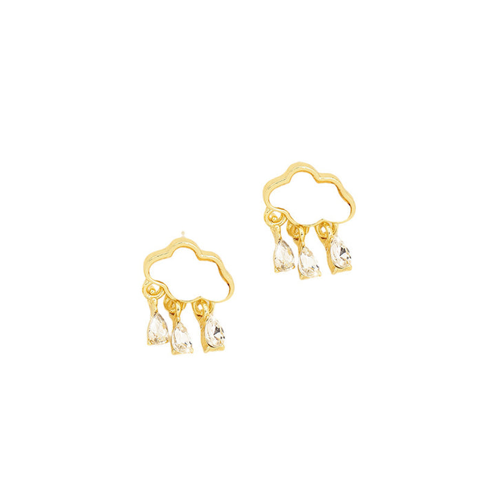 Wholesale Vintage white flower earrings with a high-end feel, niche diamond studded earrings, gentle and refined temperament