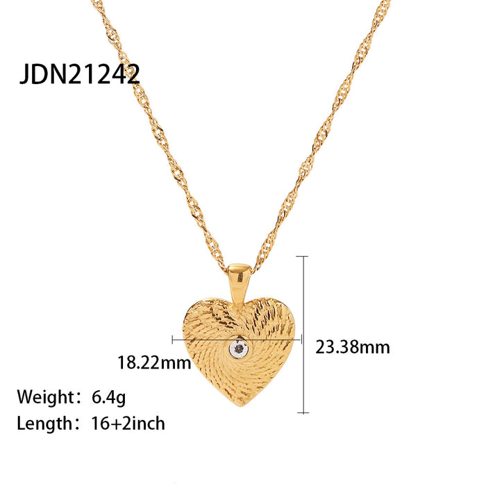 Wholesale Vintage Heart Mother-of-Pearl Stainless Steel Necklace