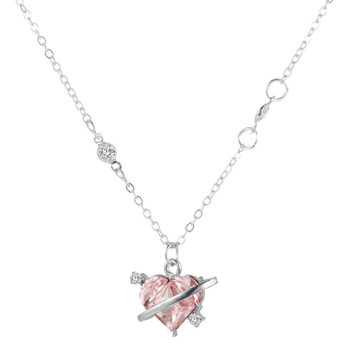 Wholesale Love Planet Sweet Pink Diamond Heart Pendant