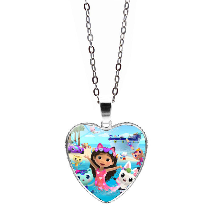 Wholesale Anime Gabby's Dollhouse Love Necklace Jewelry Girl Gift Cartoon Heart Pendant Sweater Chain JDC-NE-JY004