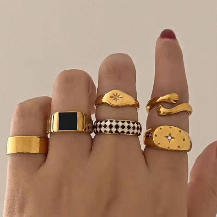 Wholesale Jewelry gold-plated alloy ring set, niche design, stacked ring, ring