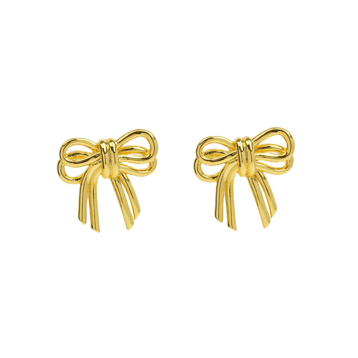 Wholesale 2PCS 18K Gold Brass Zircon Bow Earrings JDC-ES-BaiYi015