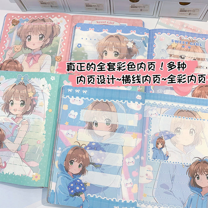 Wholesale 5pcs Campus Sakura Color Page Notebook Cartoon Leather Cover Anime Hardcover Leather Diary