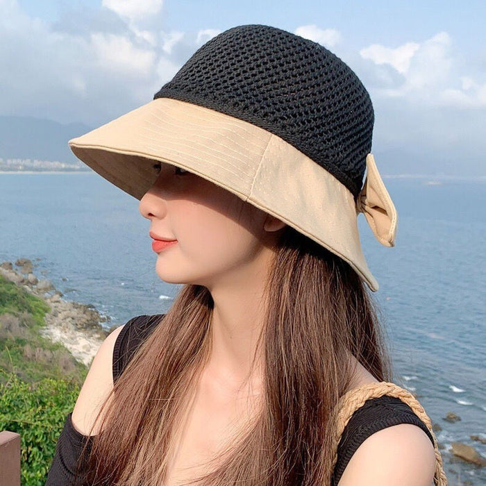 Wholesale Mesh Woven Bucket Hat Bow Sun Hat JDC-HT-PX004