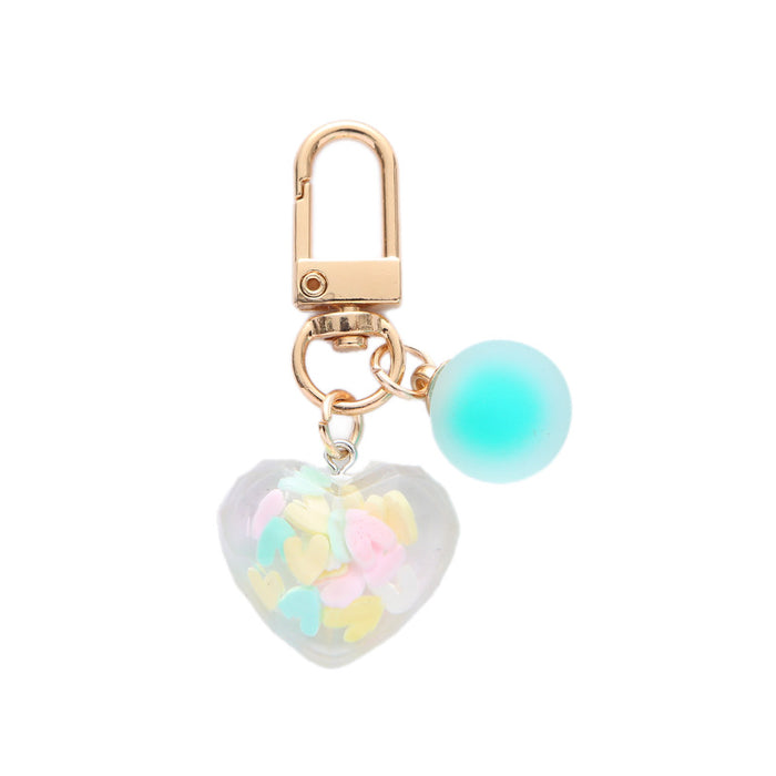 Wholesale Acrylic Color-transmitting Love Keychain Dreamy Small Beaded Heart-shaped Pendant