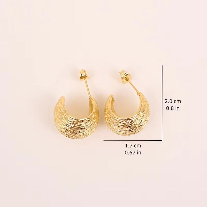 Wholesale C-shaped hoop earrings with wrinkled and brushed texture