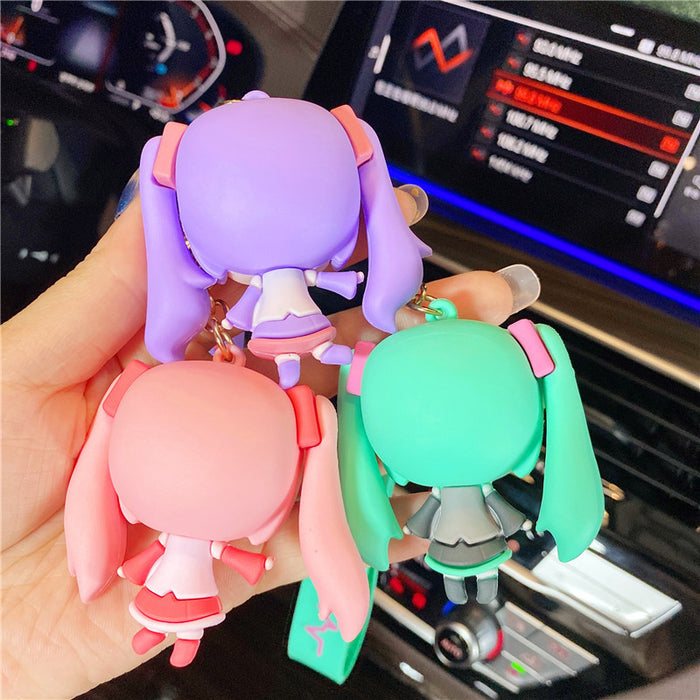 Wholesale PVC Cartoon Keychain Pendant Cute Pink Anime Figure Bag Charm Car Key Accessory