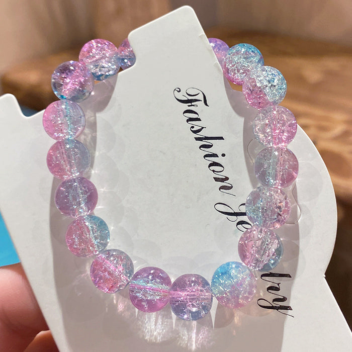 Wholesale Glass Bead Bracelet Ice-Clear Two-Tone Violet Children' s Jewelry Accessory MOQ≥2