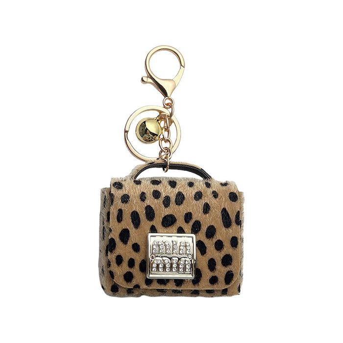 Wholesale Creative Leopard Print Mini Coin Purse Keychain Small Square Bag Car Key Chain Bag Pendant Decoration