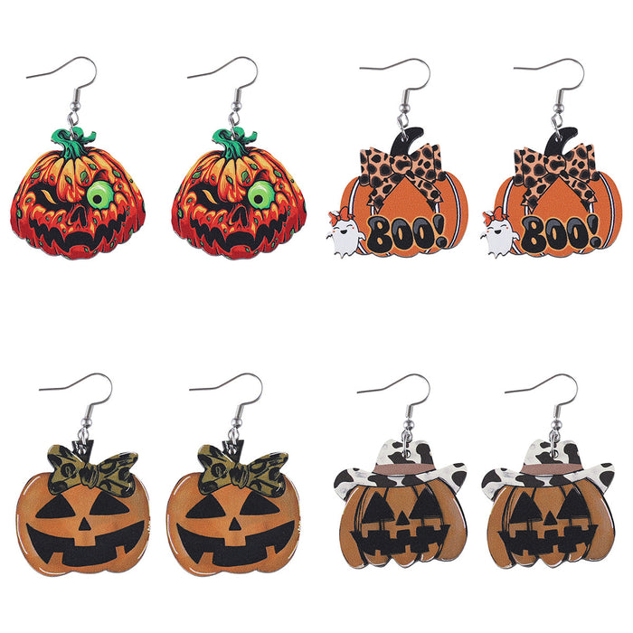 Wholesale  Western-style  Pumpkin Pendant Earrings Wooden Gothic-style Double-sided Earrings