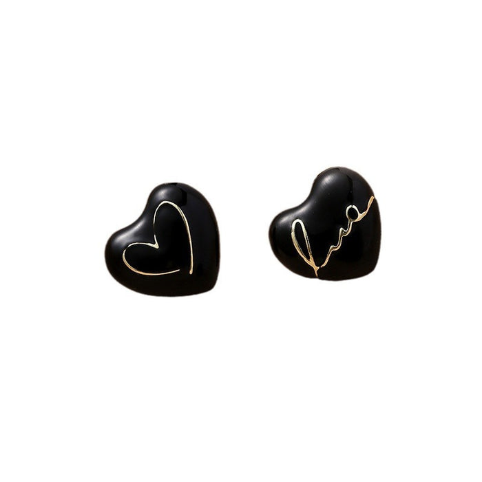 Wholesale Simple letter earrings with oil dripping, light luxury, niche design, high-end commuting, asymmetrical earrings