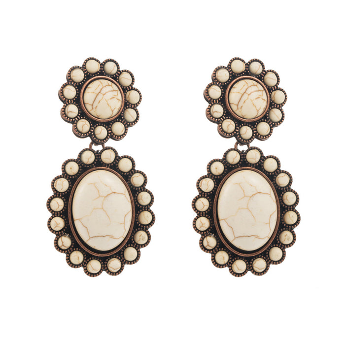 Wholesale retro turquoise geometric earrings