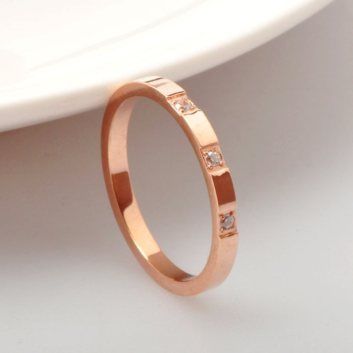 Wholesale diamond three diamond ring rose gold Hao stone titanium steel ring tail ring jewelry manufacturers direct sales