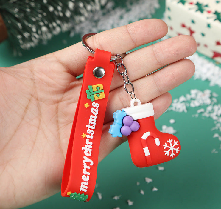 Wholesale Cartoon Christmas series keychain New Year Christmas cute three-dimensional doll Christmas tree pendant small gift