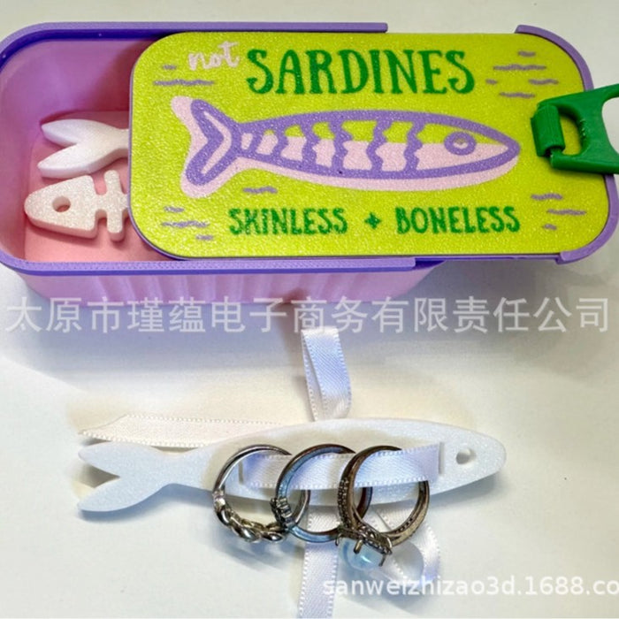 Wholesale Plastic Sardine Tin Jewelry Box Fishbone Earring Organizer European Style Boutique Resale
