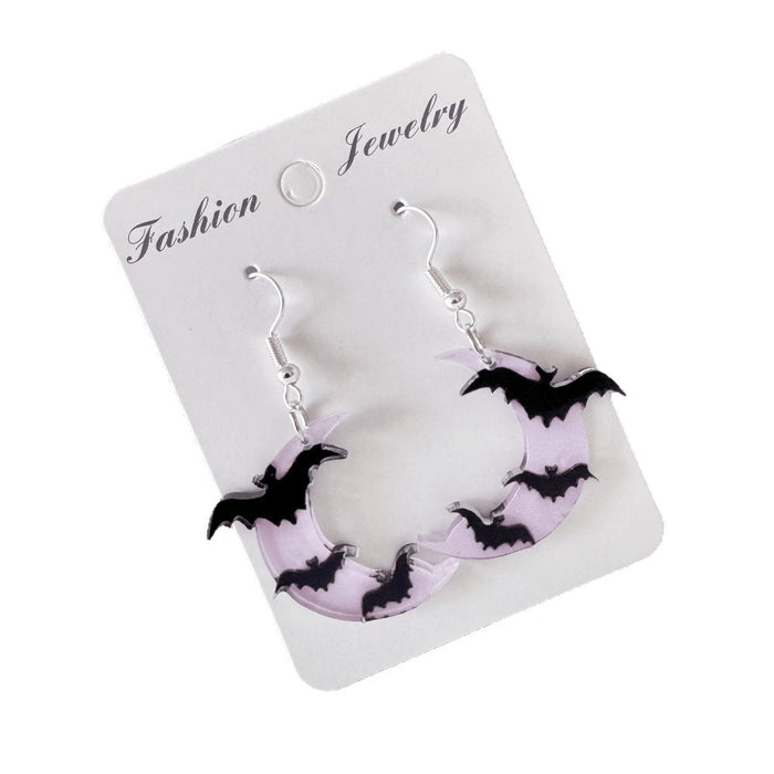Wholesale Acrylic Bat Moon Pendant Earrings Gothic  Trendy Jewelry Accessory