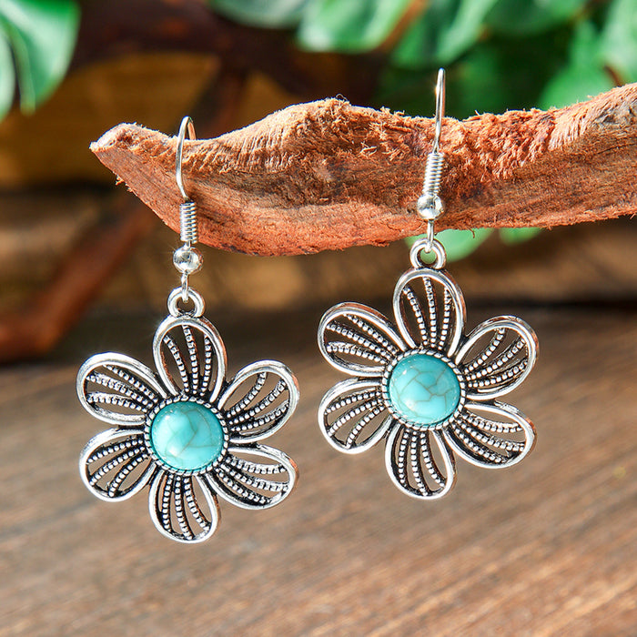 Wholesale 2pcs Bohemian Turquoise Retro Distinctive Earrings