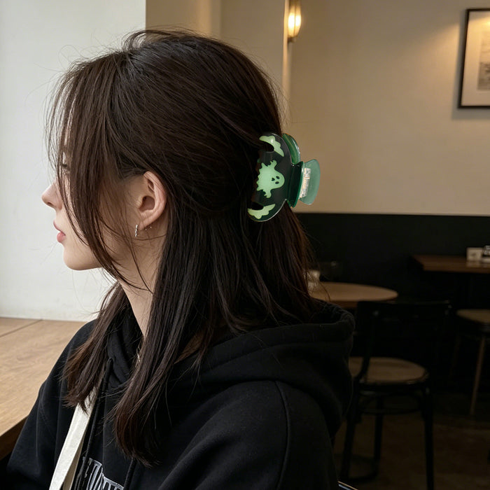 Wholesale  Glow In The Dark Acrylic Hair Claw Clip Pumpkin Face Design Women S Party Hair Accessory