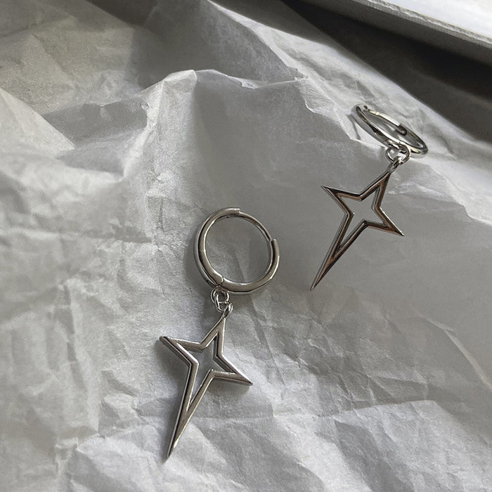 Wholesale  s925  Silver Hollow-out Cross Earrings Men and Women's Star Ear Buckle