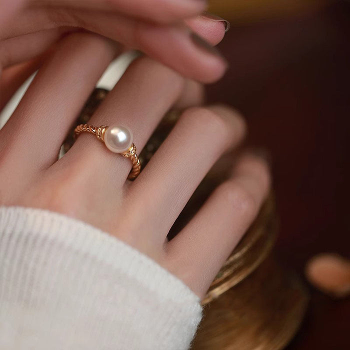 Wholesale Pearl ring niche design fashionable index finger ring personalized light luxury ring