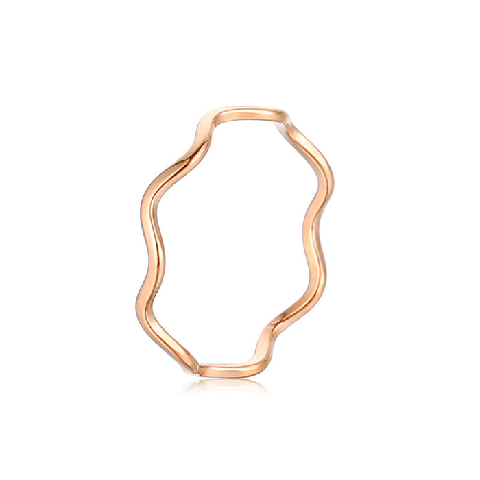 Wholesale 5pcs Minimalist Style Curved Wave Titanium Steel Ring 18K Gold Index Finger Ring for Women,  Unique Ins-Style Hand Jewelry