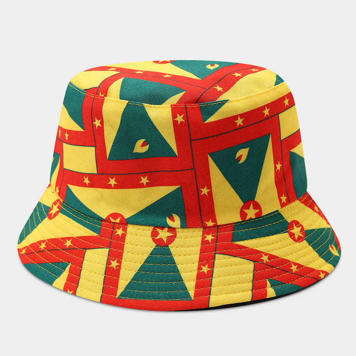 Wholesale Summer World Cup National Flags Pattern Double-Sided Bucket Fashionhat for Men and Women