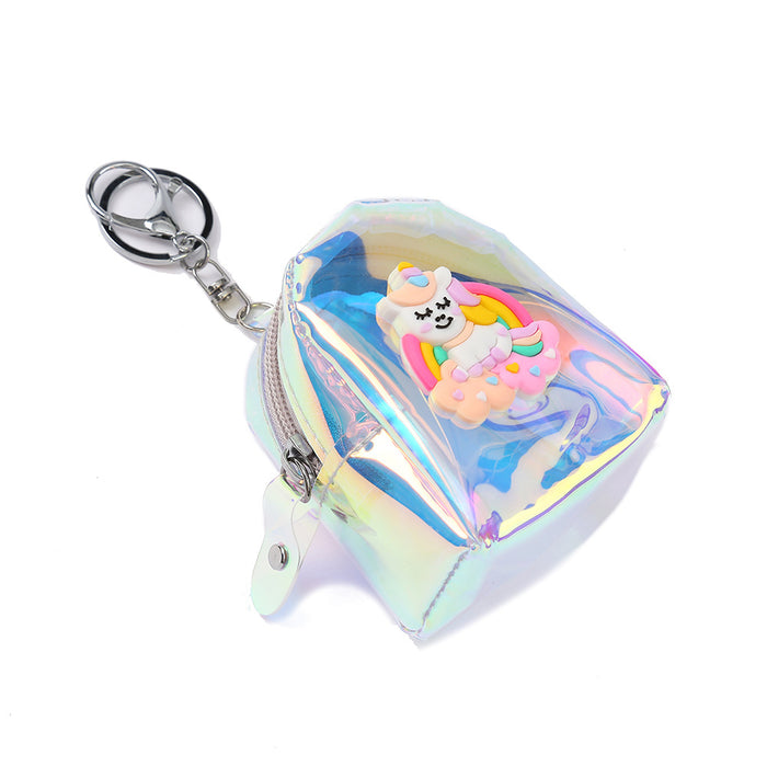 Wholesale PU Cartoon Laser Unicorn Coin Purse Keychain JDC-KC-YiK013