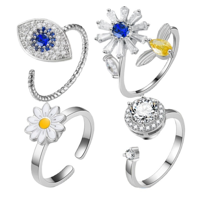 Wholesale Light luxury temperament rotatable movable ring women's personalized ring