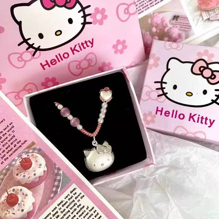 Wholesale Cat Head Peach Blossom Rope Necklace Pendant for Women