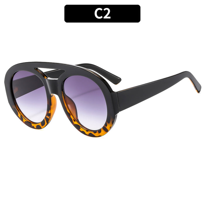 Wholesale Retro Double Bridge Large Round Frame PC Sunglasses JDC-SG-XIa086