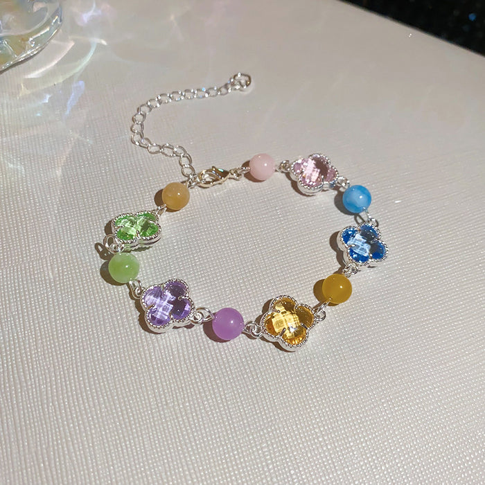 Wholesale Glass Flower Bracelet Gold Electroplated Charm