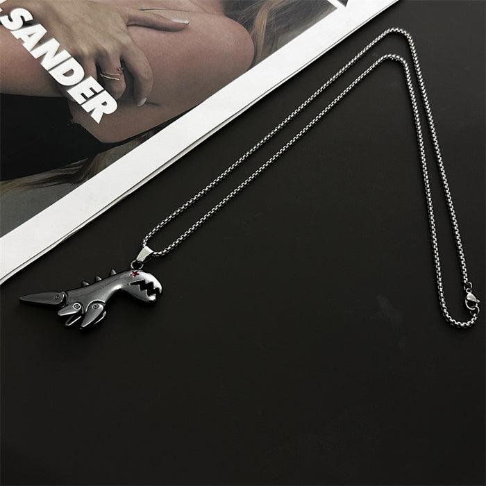 Wholesale Cartoon Fashion Titanium Steel Dinosaur Necklace Sweater Pendant JDC-NE-Hanbo003