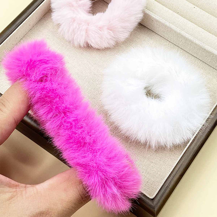 Wholesale 10pcs Simple f hair tie solid color fuzzy Hair Scrunchies