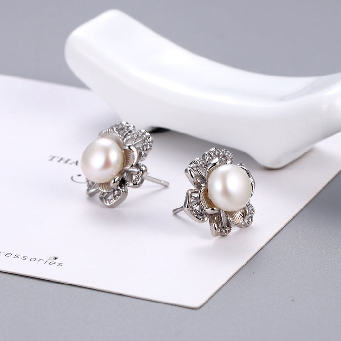 Wholesale Petal Pearl Earrings JDC-ES-YZS004