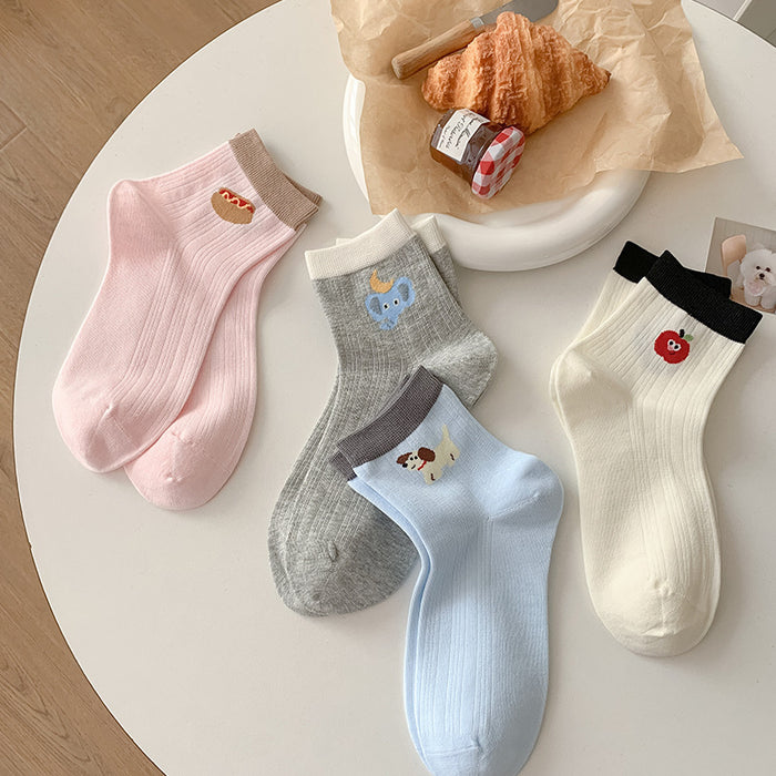 Wholesale Socks cartoon short tube socks thin, sweat absorbing boneless socks color blocked