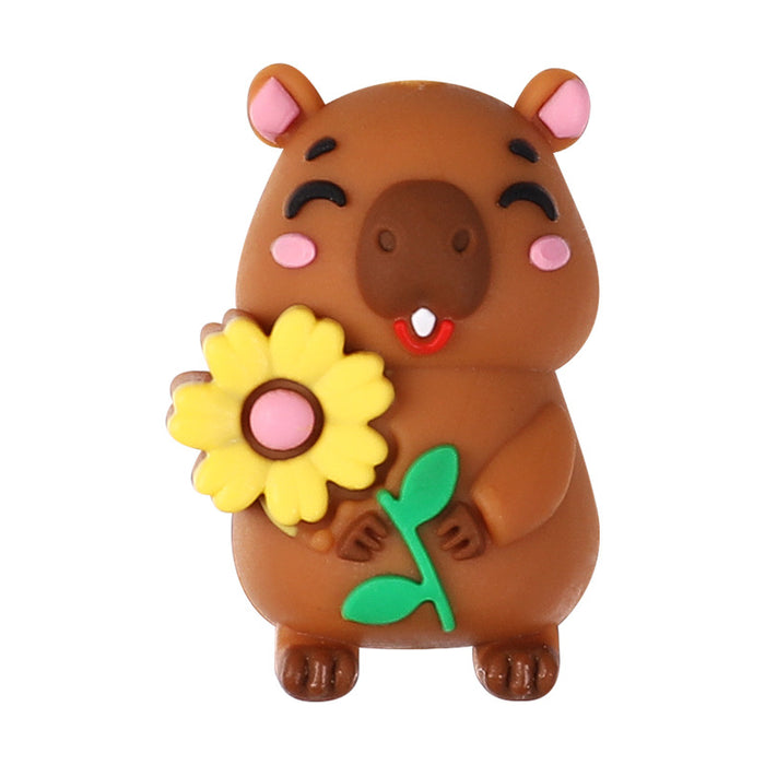 Wholesale 20pcs Cartoon Capybara Silicone Beads Capybara Jewelry DIY Bracelet Necklace Animal Silicone Beads