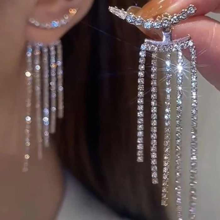 Wholesale Four-Pointed Star Tassel Heart Earrings
