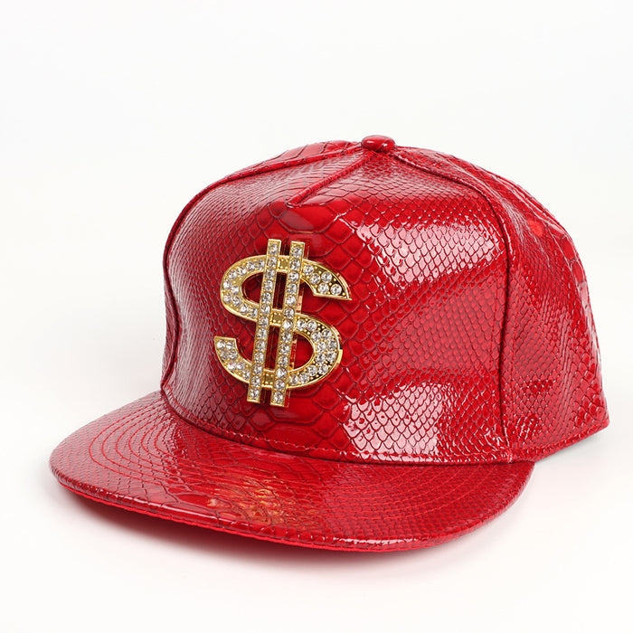 Wholesale PU Gold Dollar Sign Crocodile Pattern Flat Brim Baseball Cap JDC-FH-KuangH001