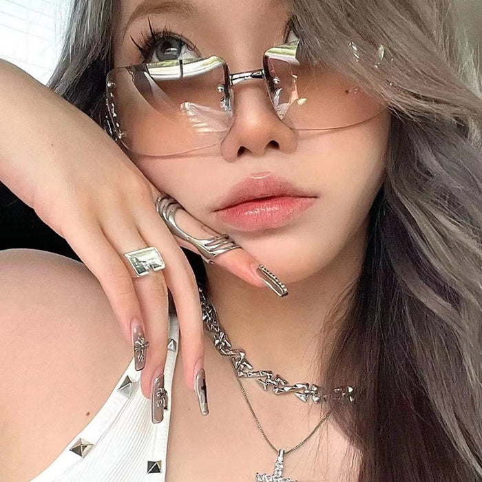 Wholesale frameless Diamond Sunglasses female