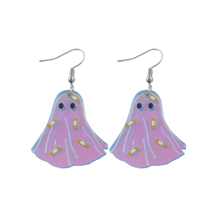 Wholesale Halloween Color Laser Skull Ghost Pumpkin Acrylic Printing Earrings JDC-ES-QingM004