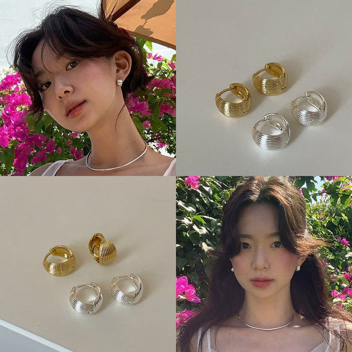 Wholesale Shell patterned plain ring ear buckle, simple, personalized, fashionable, versatile earrings and earrings