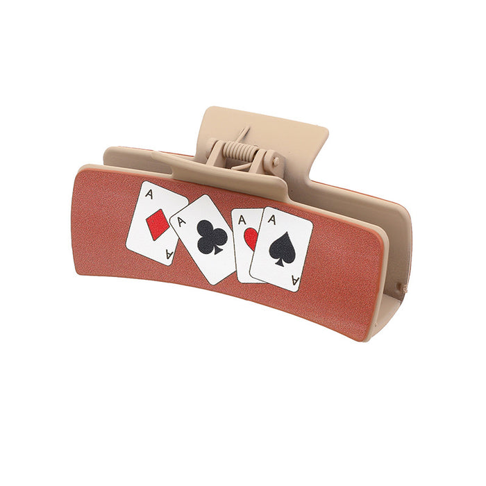 Wholesale Western Denim Style Vintage Poker Hairpin Leather Printed Shark Clip Clip