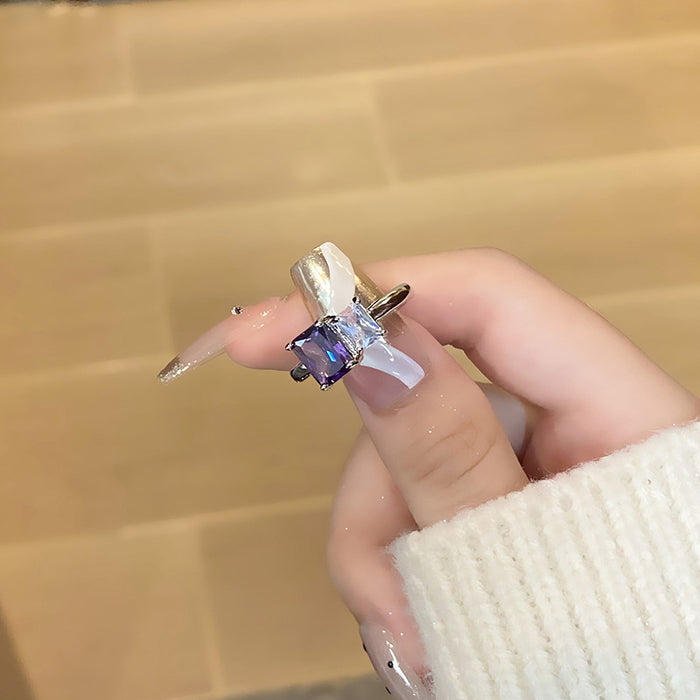 Wholesale Light luxury purple diamond zircon series temperament versatile open ring with niche design sense