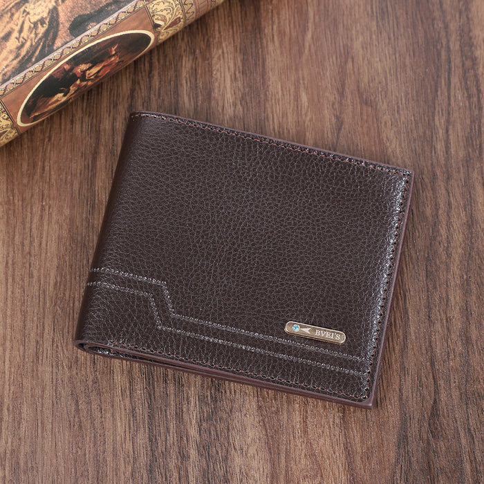 Wholesale Retro Caring Men' s Short Wallet  Multi-Card Oil Wax PU Leather Black Boutique Resale