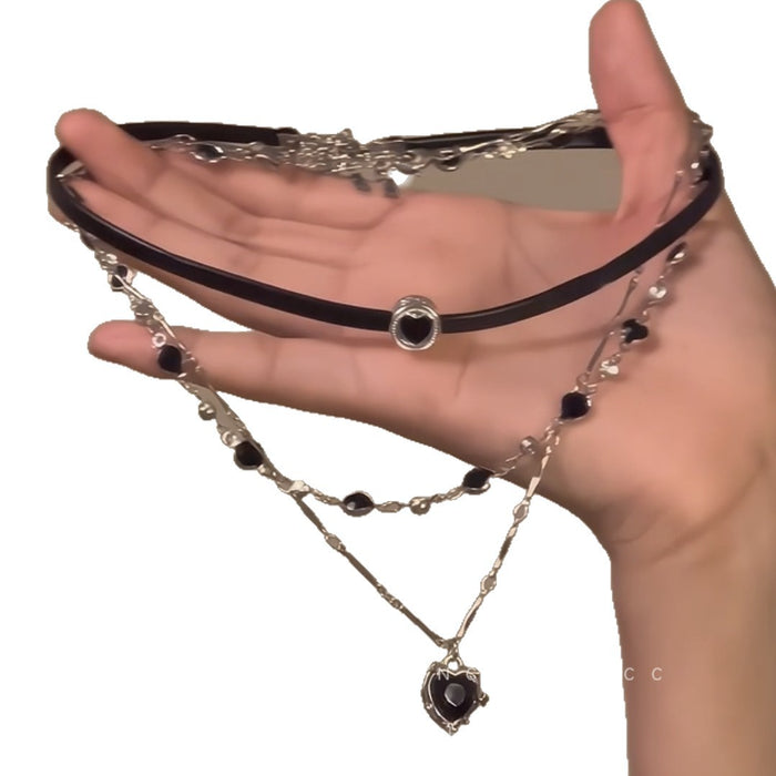 Wholesale Black Leather Rope, Clavicle Chain,   Personalized Design,  Niche Necklace