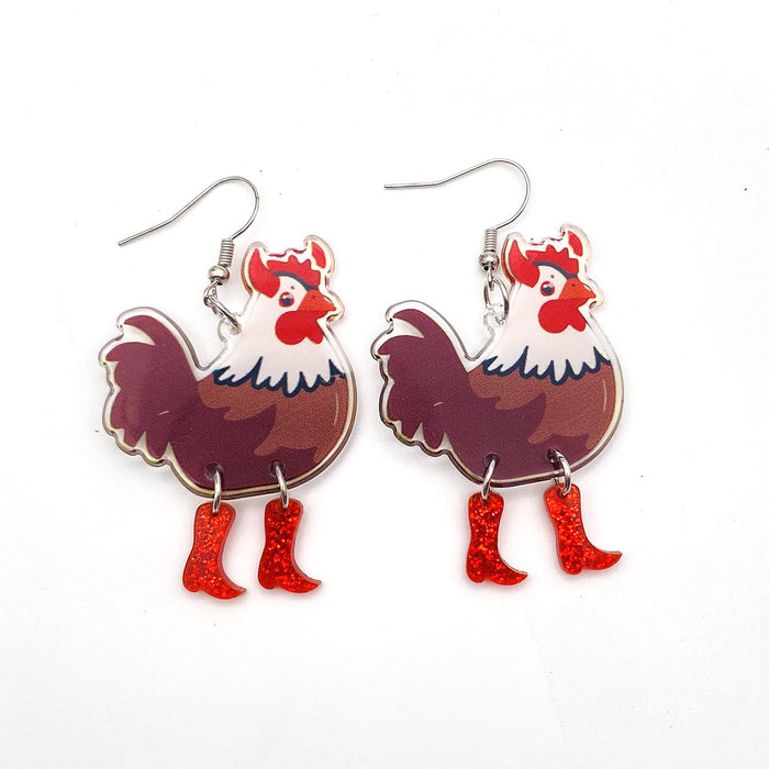 Wholesale  Earrings  Christmas Rooster Acrylic Earrings Holiday Ornaments