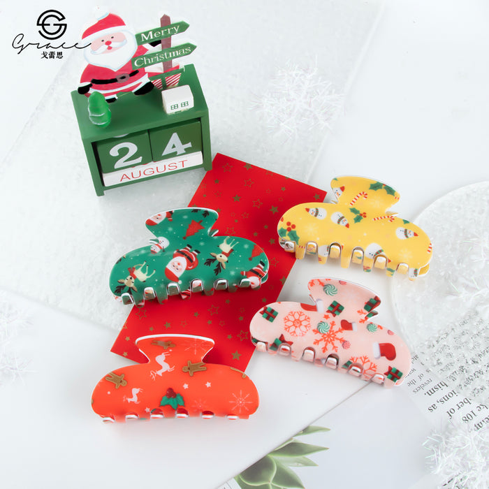Wholesale Christmas Bear-Shaped Cookie Hair Clip Cute Claw Clip  Cane Gift Claw Clip Holiday Hair Accessory